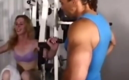 Blonde TS ass fucked by trainer in the gym