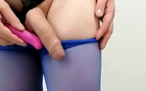 misr4 - cumshot in blue pantyhose closeup