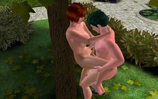 3D redhead shemale gets fucked in the ass outdoors