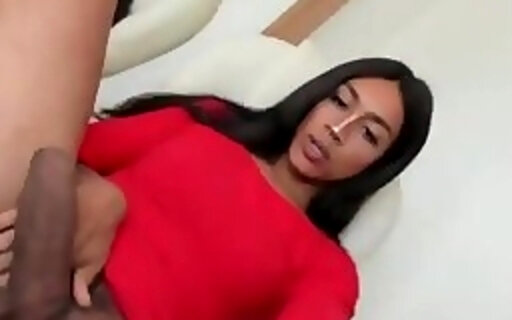 slim trans babe strokes her big sheshaft on webcam
