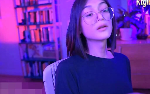 petite teen tgirl in glasses strokes her small dick on webcam