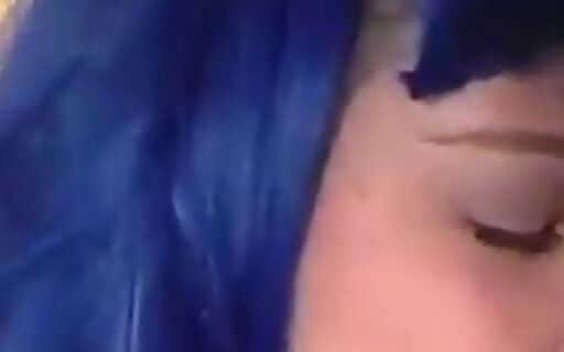 Blue wig sucking dick