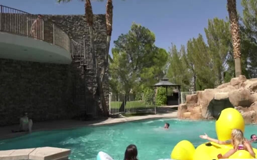 Group of Shemales does anal fucking while having a pool party