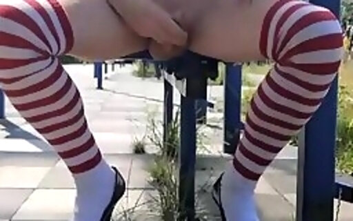 cum at the bus stop