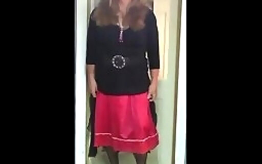 red slip sheer skirt