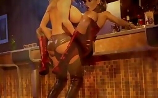 Big tits babas fucking with a futa bartender in a 3d animation