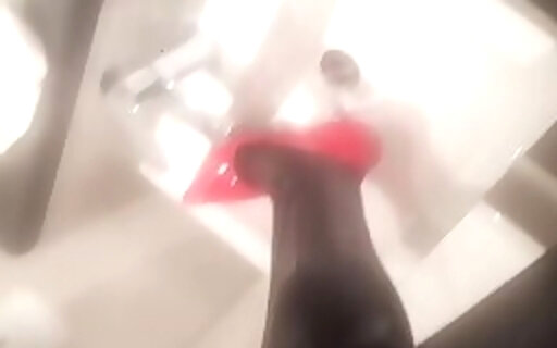 j4n3uk red heels catsuit piss and cucumber fuck