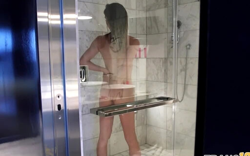 Smalltits trans babe enjoys her shower