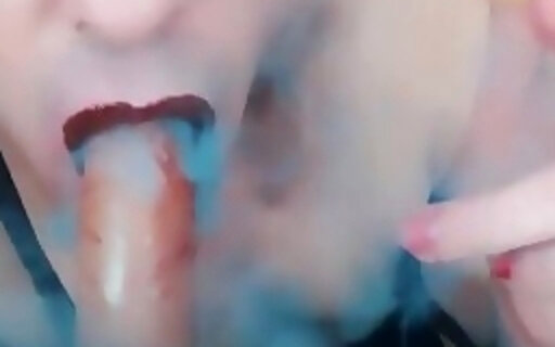 Hot FEMBOY Smokes & SUCKS 9" Dildo