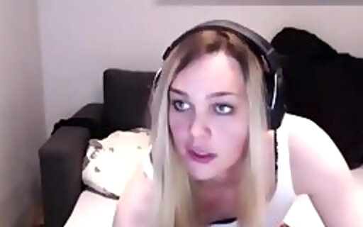 slim european blonde tgirl in fishnet pantyhose shows off her sexy feet legs on webcam