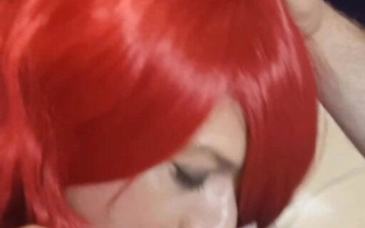 Red headed sissy sucks cock