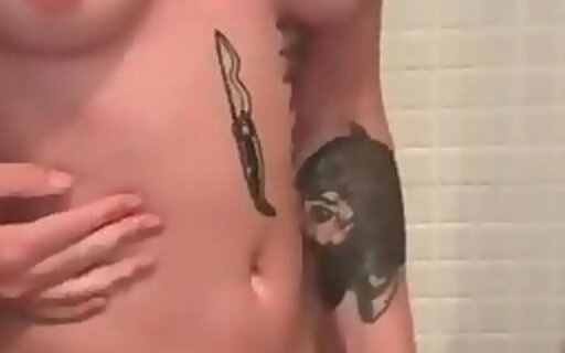 OF YAG Tatted Nice Body TS Cums In Shower